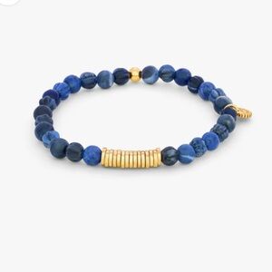 Tateossian Blue Sodalite Beaded Bracelet with silver 925 Gold Accents